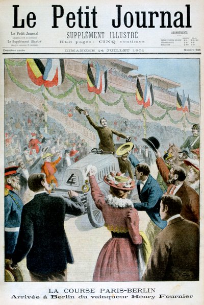 Corrida de Paris em Berlim, chegada do vencedor Henry Fournier, 1901 de Unbekannt