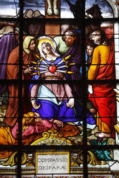Paris, França vitrais da igreja de Saint Laurent: as sete doloridas de Maria, Paris, França de Unbekannt