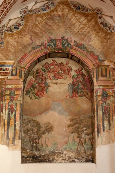 Igreja paroquial (Iglesia de San Agustín). Interior. Uma capela. Pinturas murais. Escola de Zurbaran. Uma capela. Barroco. Século XVII. de Unbekannt