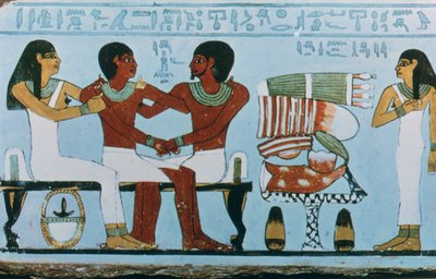 Parte da estela de calcário pintado de Amenemhet, Abydos, Egito, 11a dinastia de Unbekannt