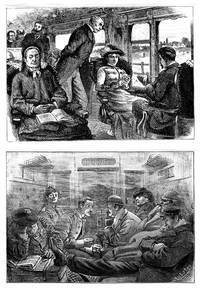 Passageiros em um trem de Londres para Glasgow, 1884 de Unbekannt