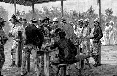 Pagando trabalhadores das Índias Ocidentais, 1888 de Unbekannt
