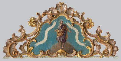 Frontão de um altar com uma figura de um santo de Unbekannt