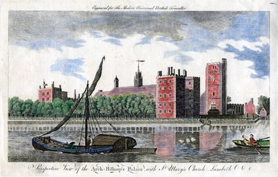 Vista em perspectiva do Palácio dos Bispos em Arco, com a Igreja de Santa Maria, Lambeth de Unbekannt