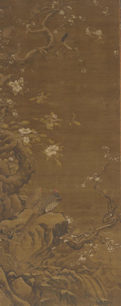 Faisões e flores de ameixeira cobertas de neve, dinastia Ming ou Qing, século XV-XVIII. de Unbekannt