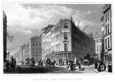 Piccadilly, da Coventry Street, Westminster, Londres, século XIX de Unbekannt
