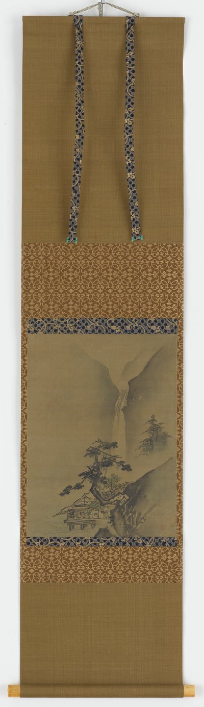 Pinheiros e cachoeira, período Edo, 1615-1868. de Unbekannt