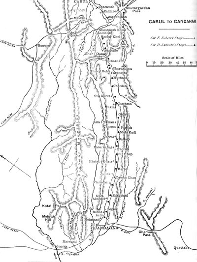 Plano da General Robertss em março de Cabul a Candahar, c1880 de Unbekannt