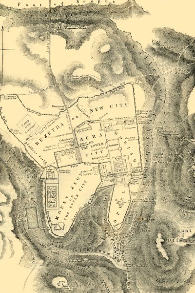 Plano de Jerusalém no primeiro século cristão, 1890. de Unbekannt
