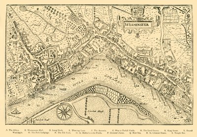 Plano de Westminster. Da pesquisa de Nordens, tomada no reino da rainha Elizabeths, 1593, 1881. de Unbekannt