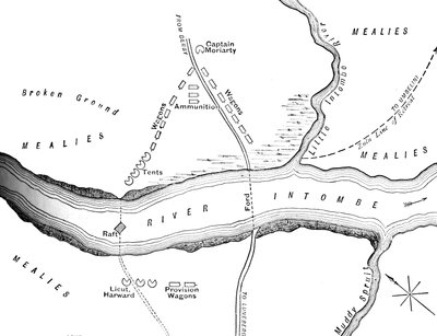 Plano do desastre no rio Intombe 12 de março de 1879, c1880 de Unbekannt