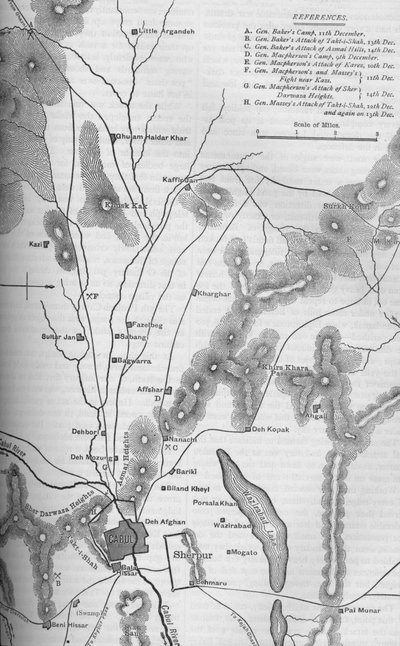 Plano da Rodada de Operações Cabul, 9 a 15 de dezembro de 1879, c1880 de Unbekannt