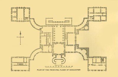 Planta do andar principal de Kedleston, 1925. de Unbekannt