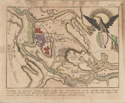 Plano do cerco da fortaleza turca de Bender pelo exército russo em Novembro de 1789, 1789. de Unbekannt