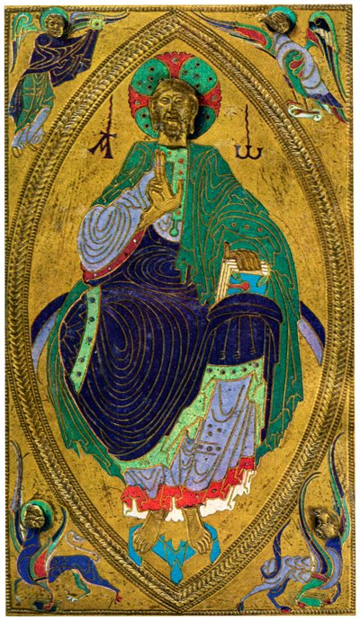 Placa de ligação de placa, esmalte champlevé em cobre, século XII, 1931 de Unbekannt