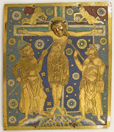 Placa com a crucificação entre Longinus e Stephaton e Personificações..., alemão, c1200. de Unbekannt