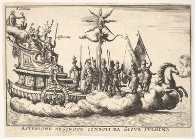Ilustração 16: O Argonaut Asterion liderado por uma jovem figura do relâmpago Asterione argonote con ..., 1664. de Unbekannt