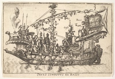 Ilustração 18: Orfeu liderado por Baco Orfeo liderado por Baco, da série The magnifice ..., 1664. de Unbekannt
