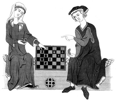 Jogando xadrez, século XIII 1849 de Unbekannt