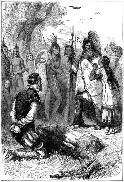 Pocahontas salva a vida do capitão Smith, 1607 c1880 de Unbekannt
