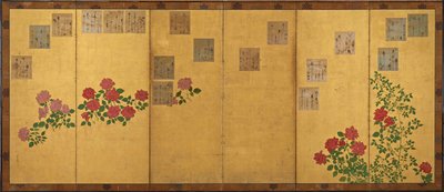 Papéis de poema e rosas, período Edo, 1615-1868. de Unbekannt