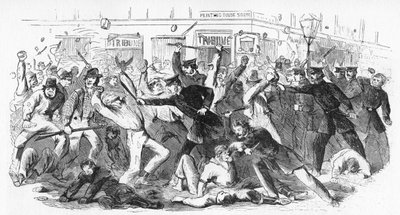 Polícia acusar manifestantes no escritório da tribuna, c1860s de Unbekannt