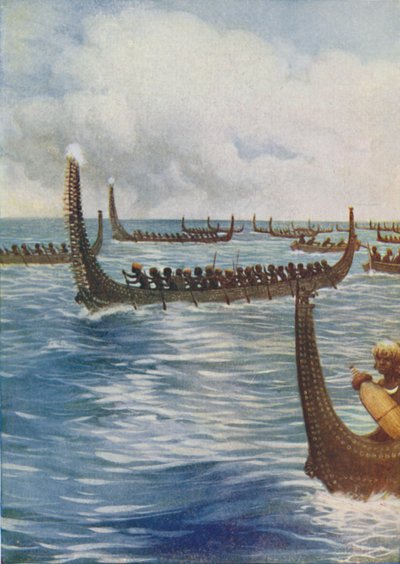 Canoas de guerra da Polinésia, 1924 de Unbekannt