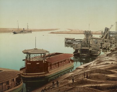 Porto Said, entrada do Canal de Suez, c.1900 (fotocromo a cores) de Unbekannt