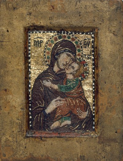 Ícone portátil com a Virgem Eleousa, Bizantina, no início do século 1300. de Unbekannt