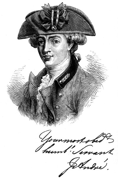 Retrato e autógrafo do Major John Andre, soldado e espião britânico do século XVIII, c1880 de Unbekannt