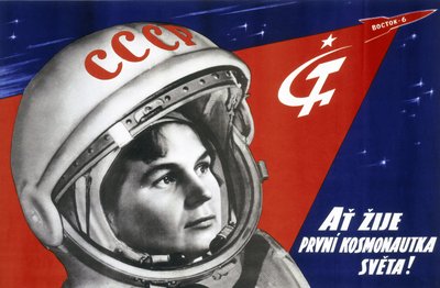 Retrato da cosmonauta russa Valentina Vladimirovna Terechkova (nascida em 1937), primeira mulher no espaço em 16 de junho de 1963 de Unbekannt