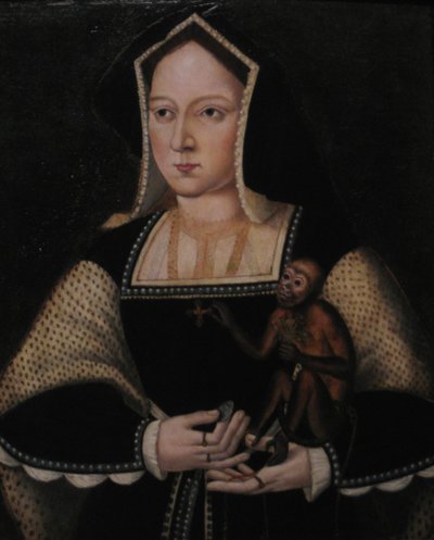 Retrato de Catarina de Aragão, com seu macaco de estimação Copiar Depois de Lucas Horenbout, ca 1530 de Unbekannt