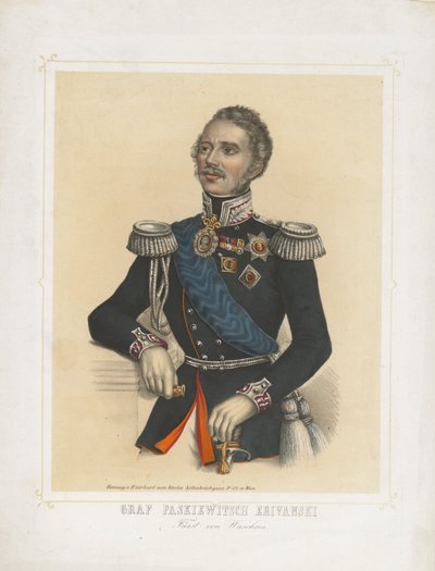 Retrato de Ivan Fyodorovich Paskevich, conde de Erivan, vice-rei do Reino da Polônia, 1850 de Unbekannt