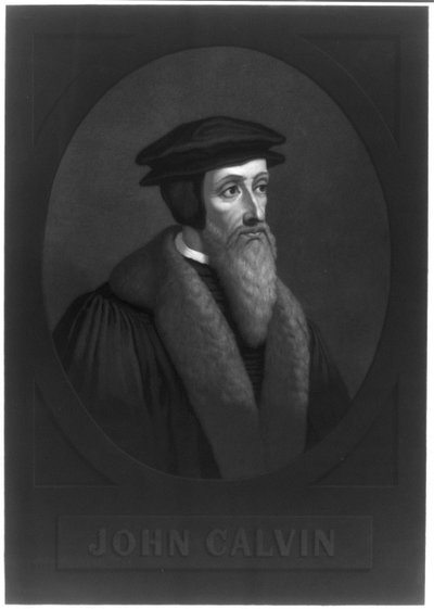 Retrato de John Calvin 1509-1564, início do século XIX. de Unbekannt