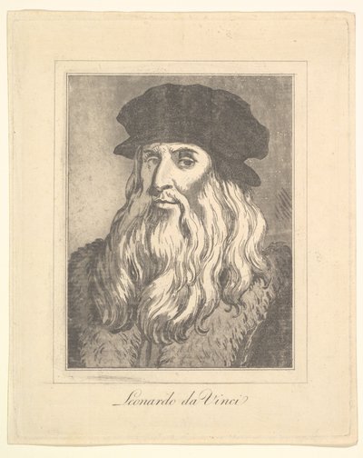 Retrato de Leonardo da Vinci de Characaturas de Leonardo da Vinci, de Desenhos de Wi ..., 1786. de Unbekannt