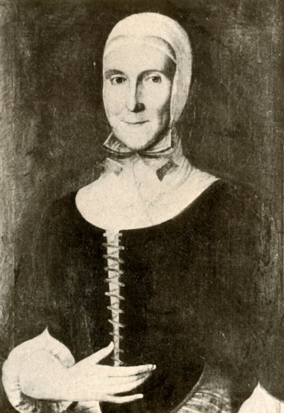 Retrato da Sra. Elisabeth Boehler no assentamento da Morávia, Pensilvânia, 1787, 1937. de Unbekannt