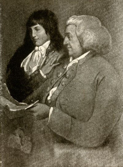 Retrato de Samuel Shoemaker, em bobwig, e seu filho, 1789, 1937. de Unbekannt