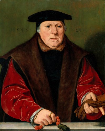Retrato de um homem com um rosário, 1545. de Unbekannt