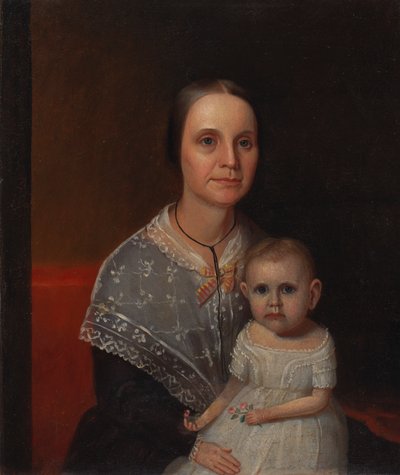 Retrato de uma mãe e filho, ca. 1850. de Unbekannt