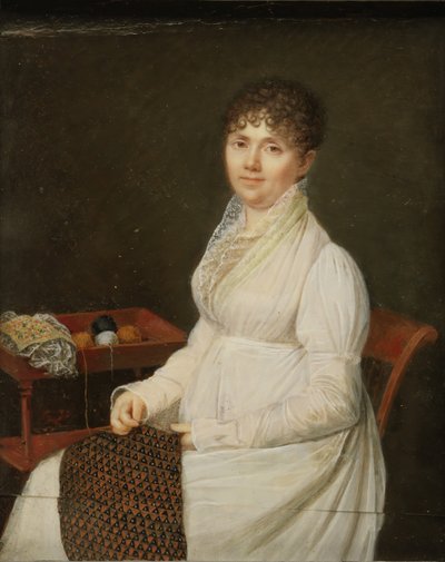 Retrato de uma mulher com trabalho de tapeçaria. de Unbekannt