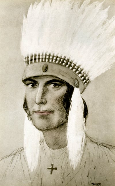 Retrato de um índio americano, século XX de Unbekannt