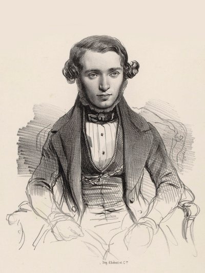 Retrato do pianista e compositor Jacob Rosenhain 1813-1894, 1845. de Unbekannt