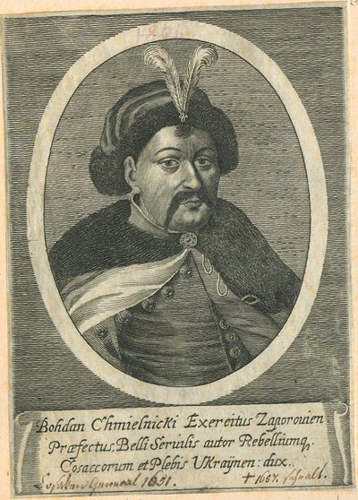 Retrato do cossaco Hetman da Ucrânia Bohdan Khmelnytsky 1595-1657 de Unbekannt