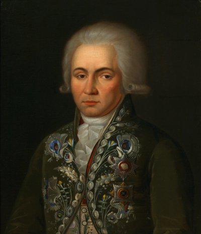 Retrato do poeta Gavrila R. Derzhavin 1743-1816, 1790s de Unbekannt