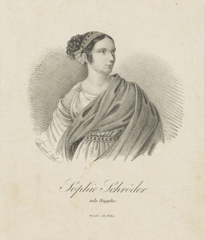 Retrato da cantora e atriz Sophie Schröder 1781-1868 como Sappho, 1833. de Unbekannt