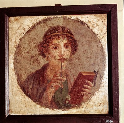 Pintura de retrato de Safo, Pompeia, Itália de Unbekannt