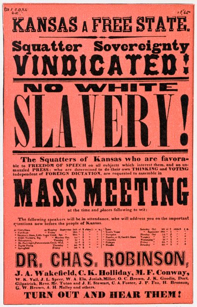 Cartaz contra a escravidão no Kansas, século XIX de Unbekannt