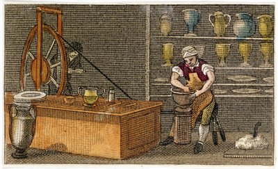Potter no trabalho na fábrica de Wedgwoods Etruria, Hanley, Staffordshire, c1830 de Unbekannt