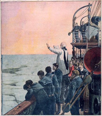 Orações na cena do naufrágio do Titanic, 1912 de Unbekannt