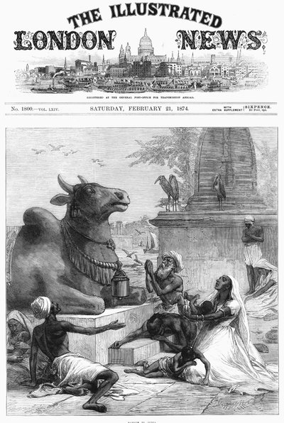 Orando a Nandi por alívio da fome, Bengala, Índia, 1874 de Unbekannt